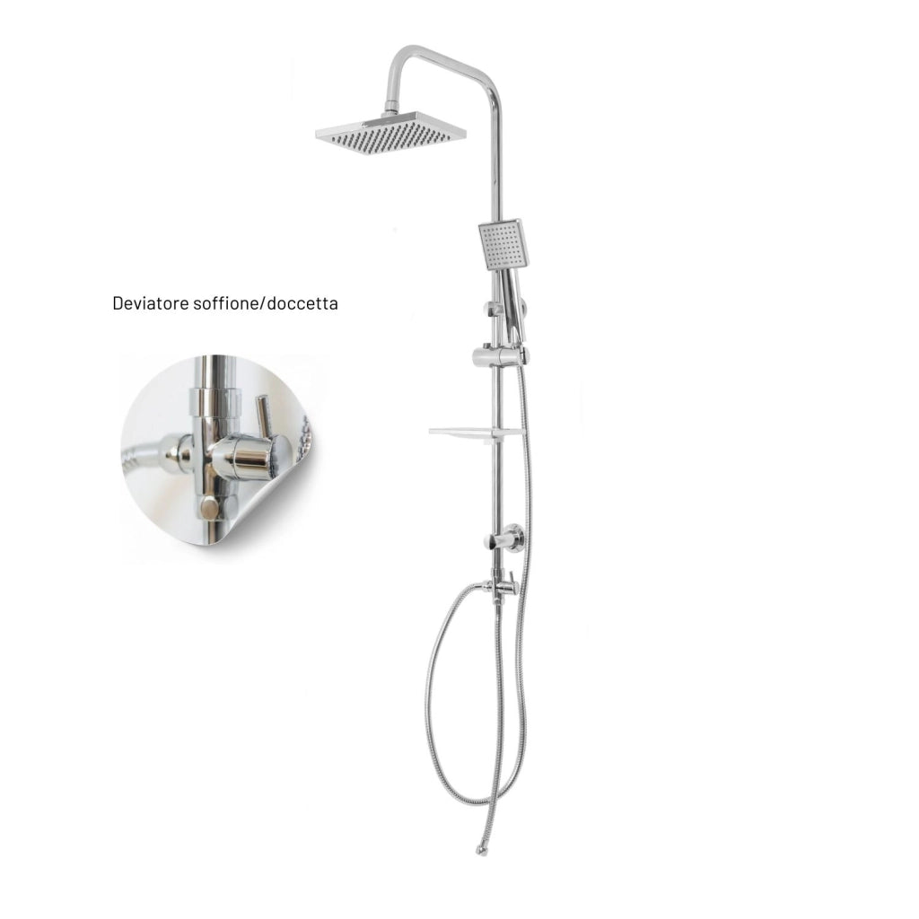 Colonna doccia attrezzata luna ottone cromato soffione e doccetta quadrati *** materiale staffe a parete abs, pezzi 1
