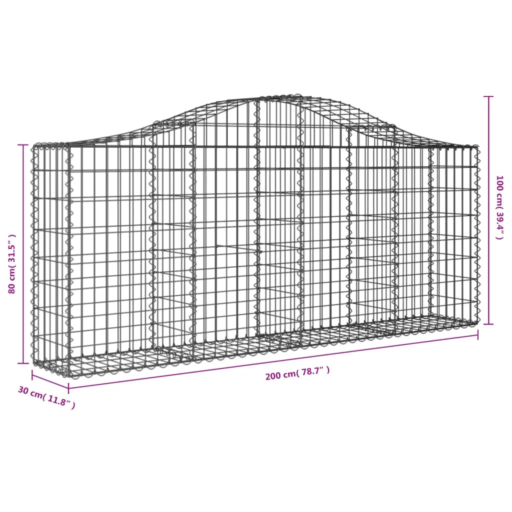 Cesti Gabbioni ad Arco 2 pz 200x30x80/100 cm Ferro Zincato