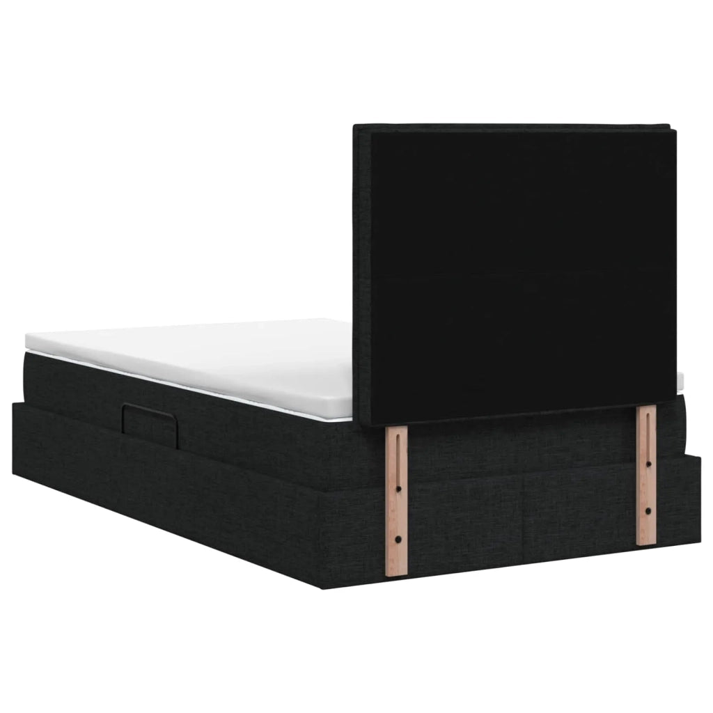 Letto con contenitore e materasso Nero 120 x 200 cm Tessuto 3459434