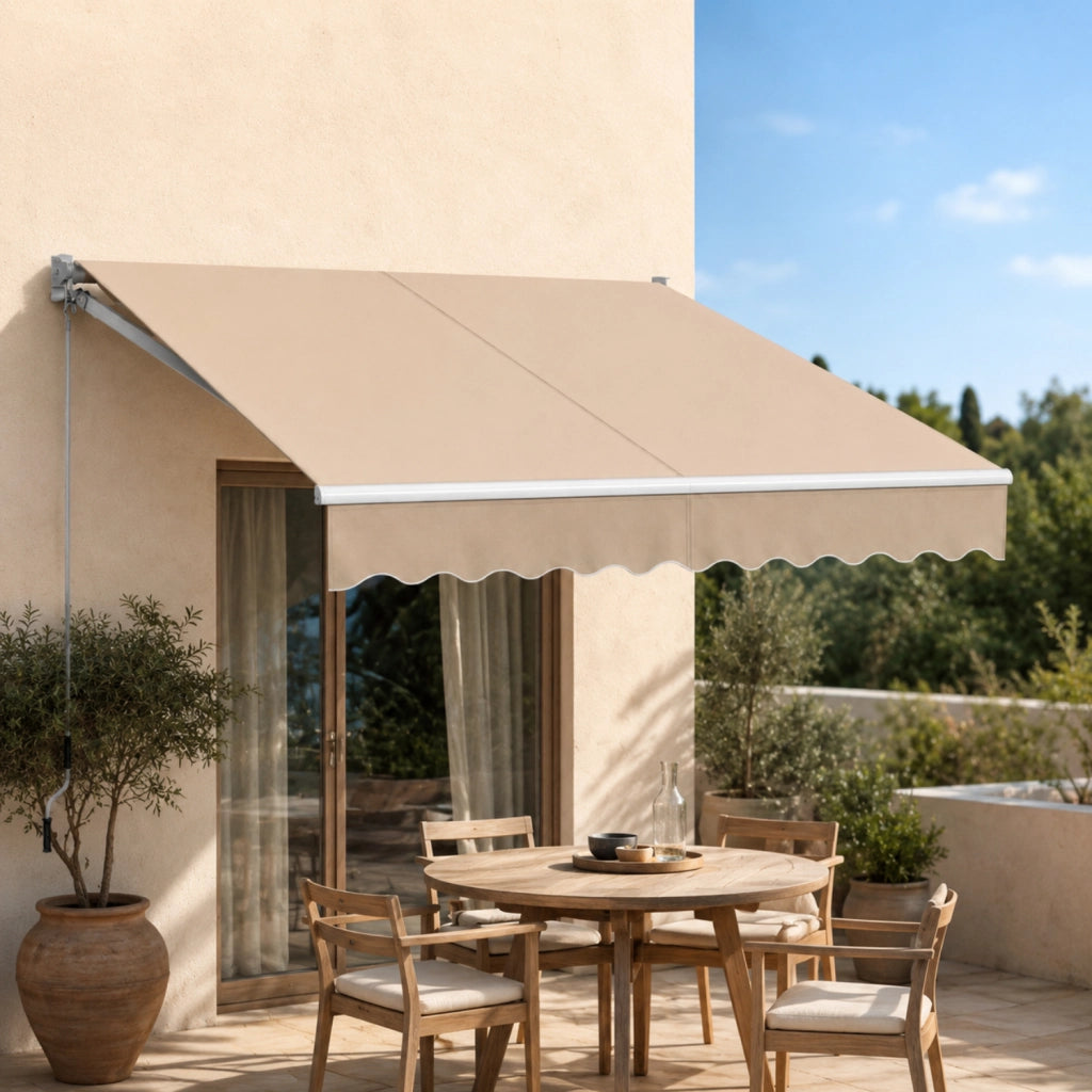 Tenda Da Sole Retrattile Con Manovella E Inclinazione Regolabile Struttura In Alluminio Resistente Per Balcone Terrazza Veranda Giardino Design Moderno 295 x 250 Cm Beige