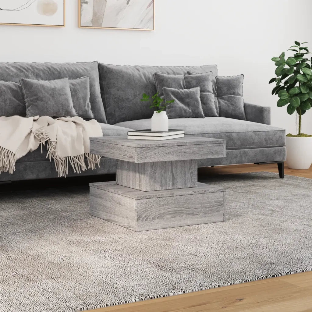 Tavolino da Salotto con Luci LED Grigio Sonoma 50x50x40 cm 839845