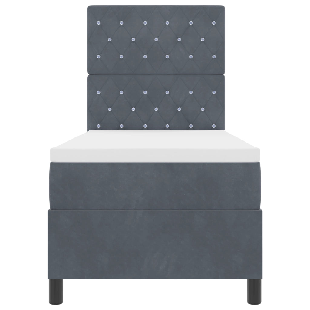Letto a Rete con Materasso e LED Grigio Scuro 80x200 cm Velluto