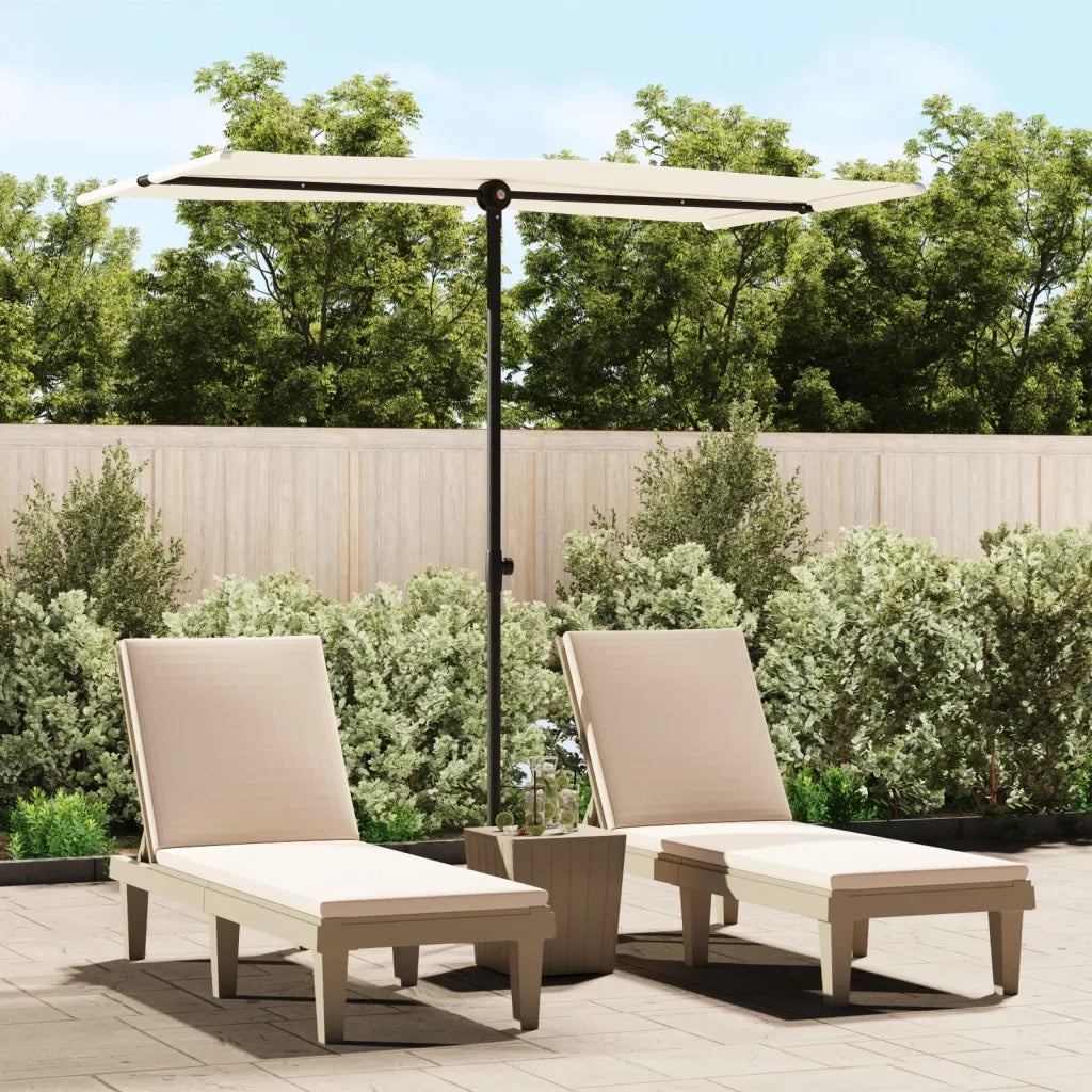 Ombrellone da Esterni-Ombrello da giardino Palo in Alluminio 180x110cm Bianco Sabbia
