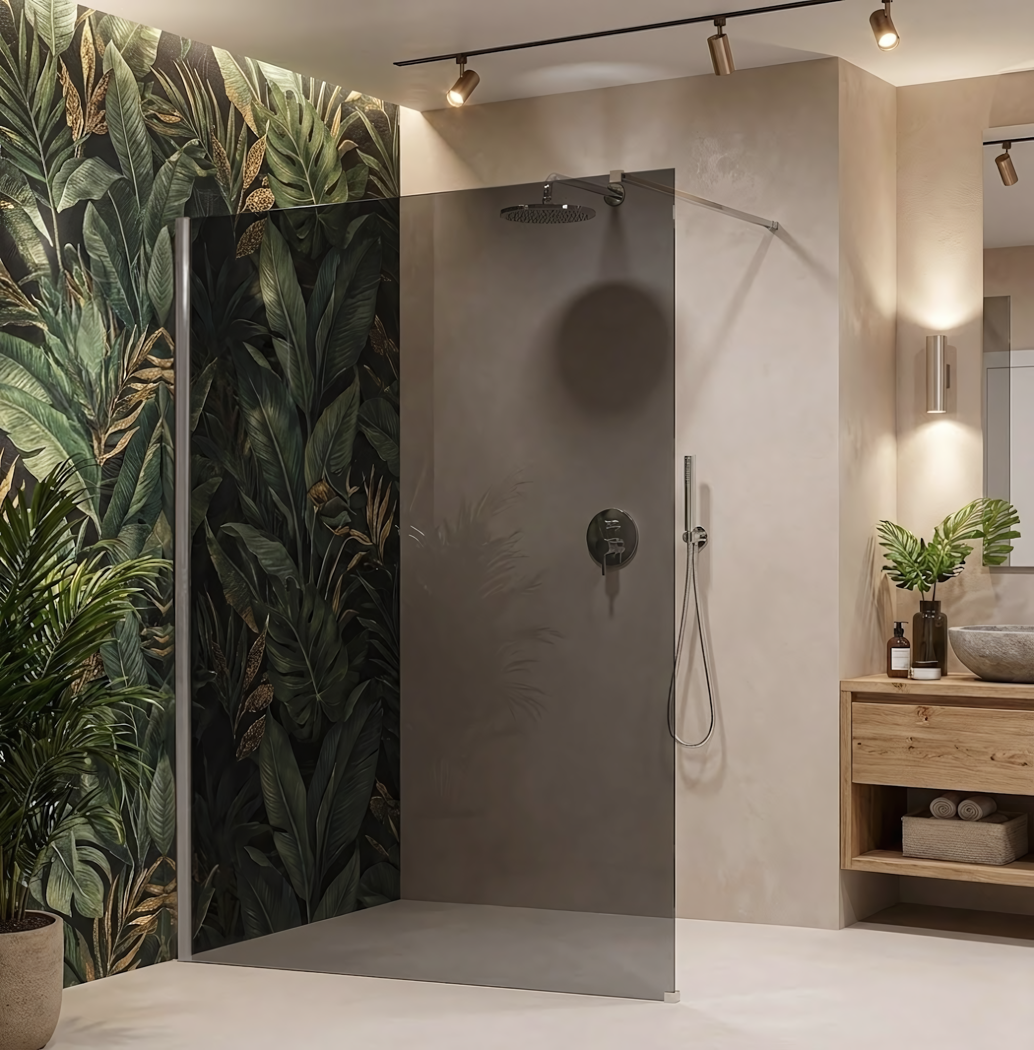 Parete Doccia Rea Flexi Grey / Chrome 130