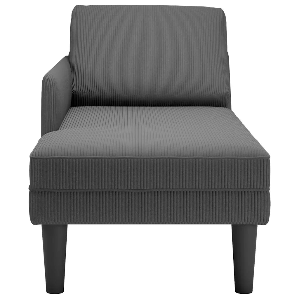 Sdraio con Cuscino Destro in Velluto a Coste Grigio Scuro 4009816