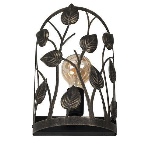 Applique rustica Blatt 1xE27 nera metallo Luminex