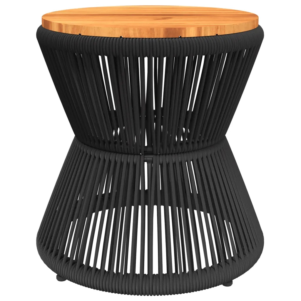 Tavolino Base in Filo Metallico Nero Ã˜ 45x44 cm Massello Acacia