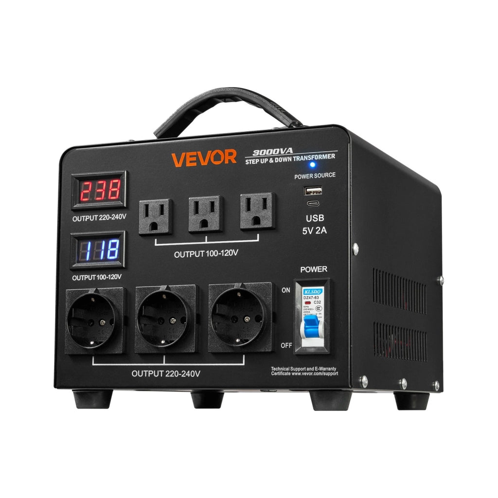 Trasformatore di Tensione Automatico 3000 VA 110V 220V Step-Up Step-Down, Convertitore con 3 Prese USA 3 Prese UE e Display LCD