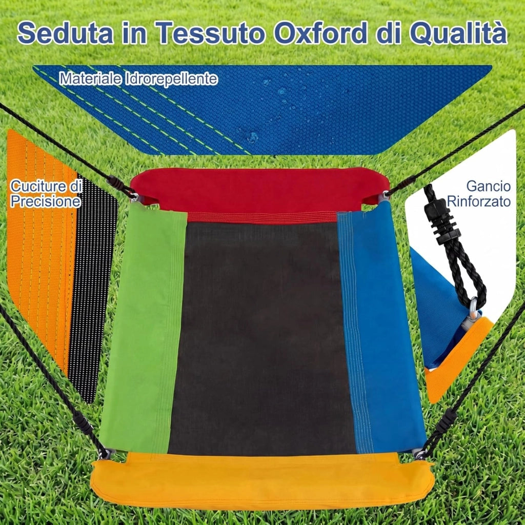 Set di Altalene da Interno e da Esterno, 3 in 1 Altalena da Giardino per Bambini, Corde Regolabili, per Giardino e Parco, Portata 300 kg