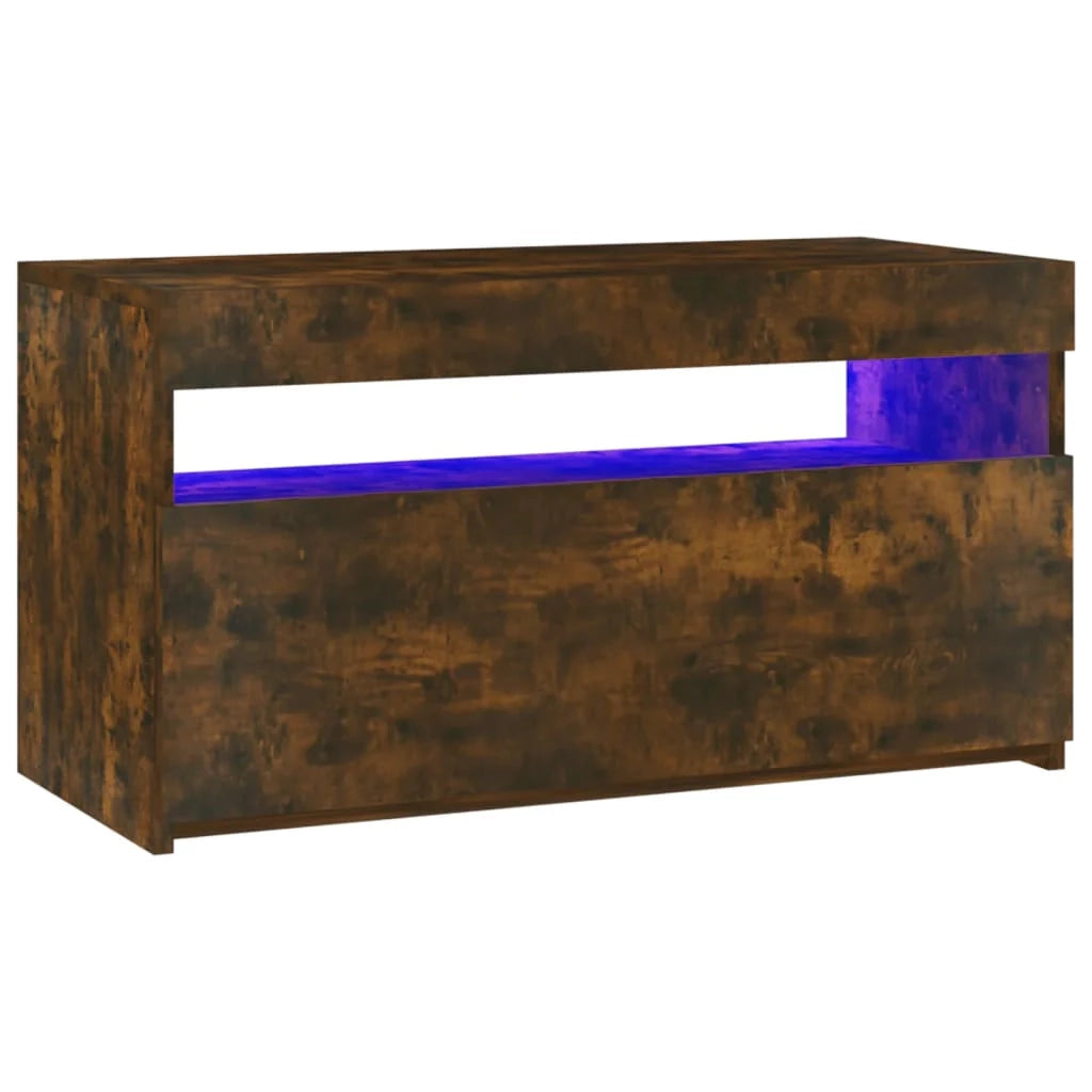 Mobile TV multimediale scaffale TV credenza mobile TV per sala da pranzo soggiorno camera da letto con luci a LED rovere affumicato 75 x 35 x 40 cm marrone 02_0026745