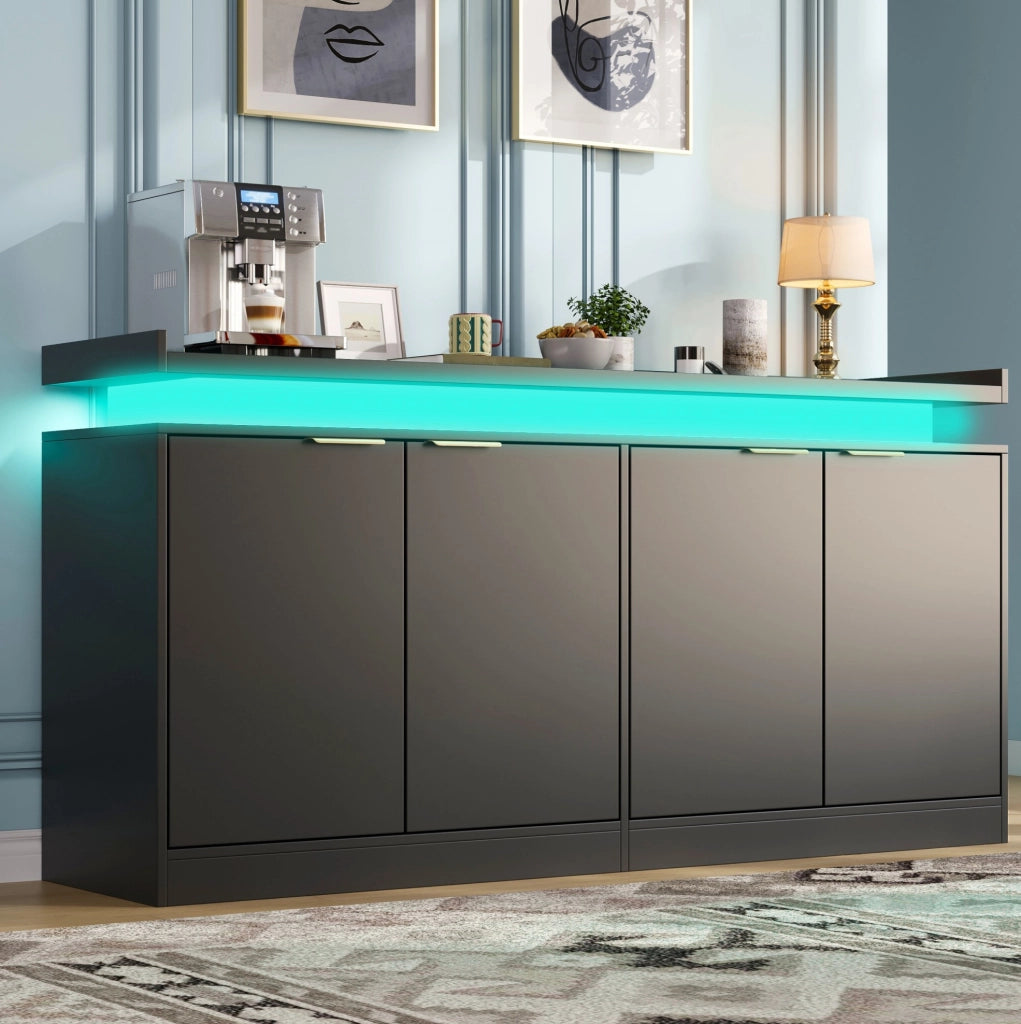 Credenza moderna con LED RGB 160 x 39 x 83 cm in MDF nero