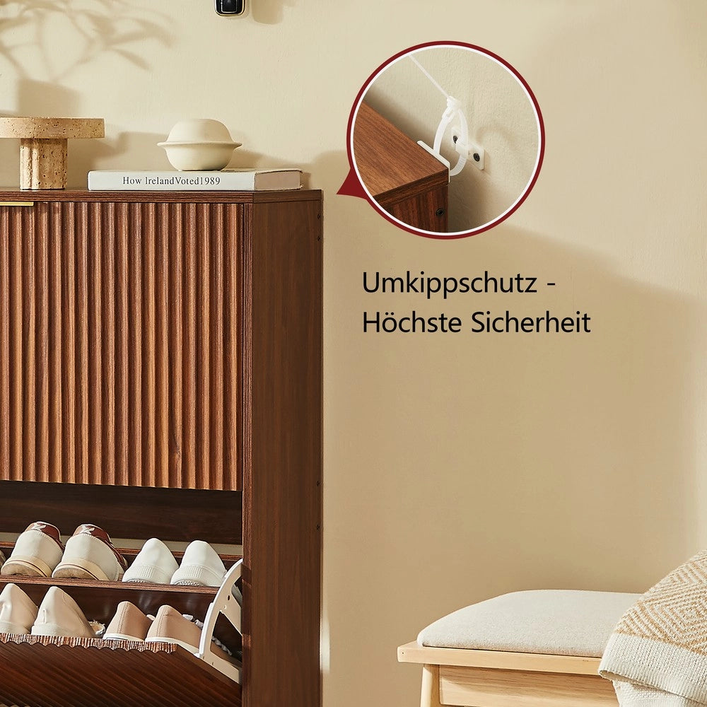 Scarpiera con Consolle Ingresso ¨C MINIMAL ¨C Noce, 80x24 cm, Ripiani Regolabili