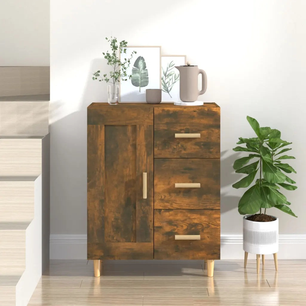 Credenza | Madia | Buffet da pranzo | Armadio da pranzo Rovere Fumo 69,5x34x90 cm in Legno Multistrato