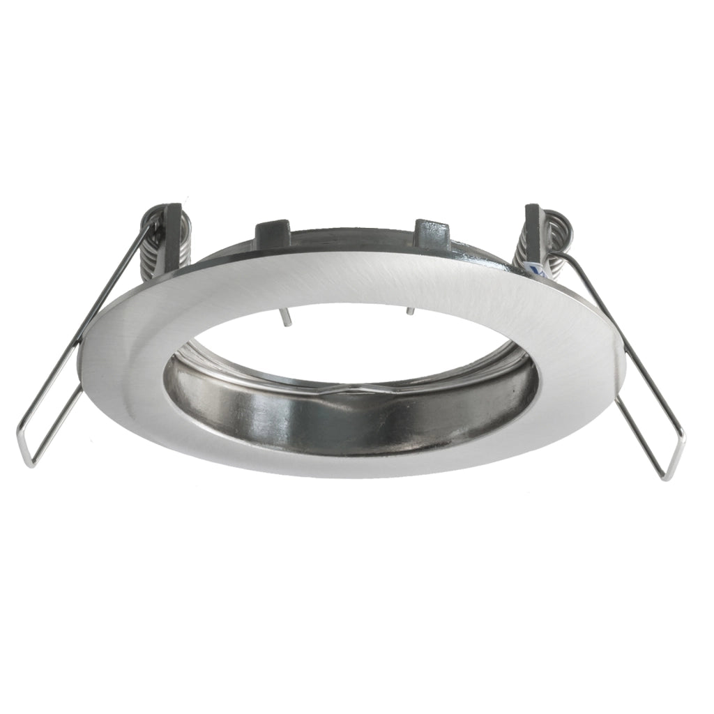 Porta faretto fisso tondo incasso cartongesso 6cm argento lampade LED GU10 GU5.3