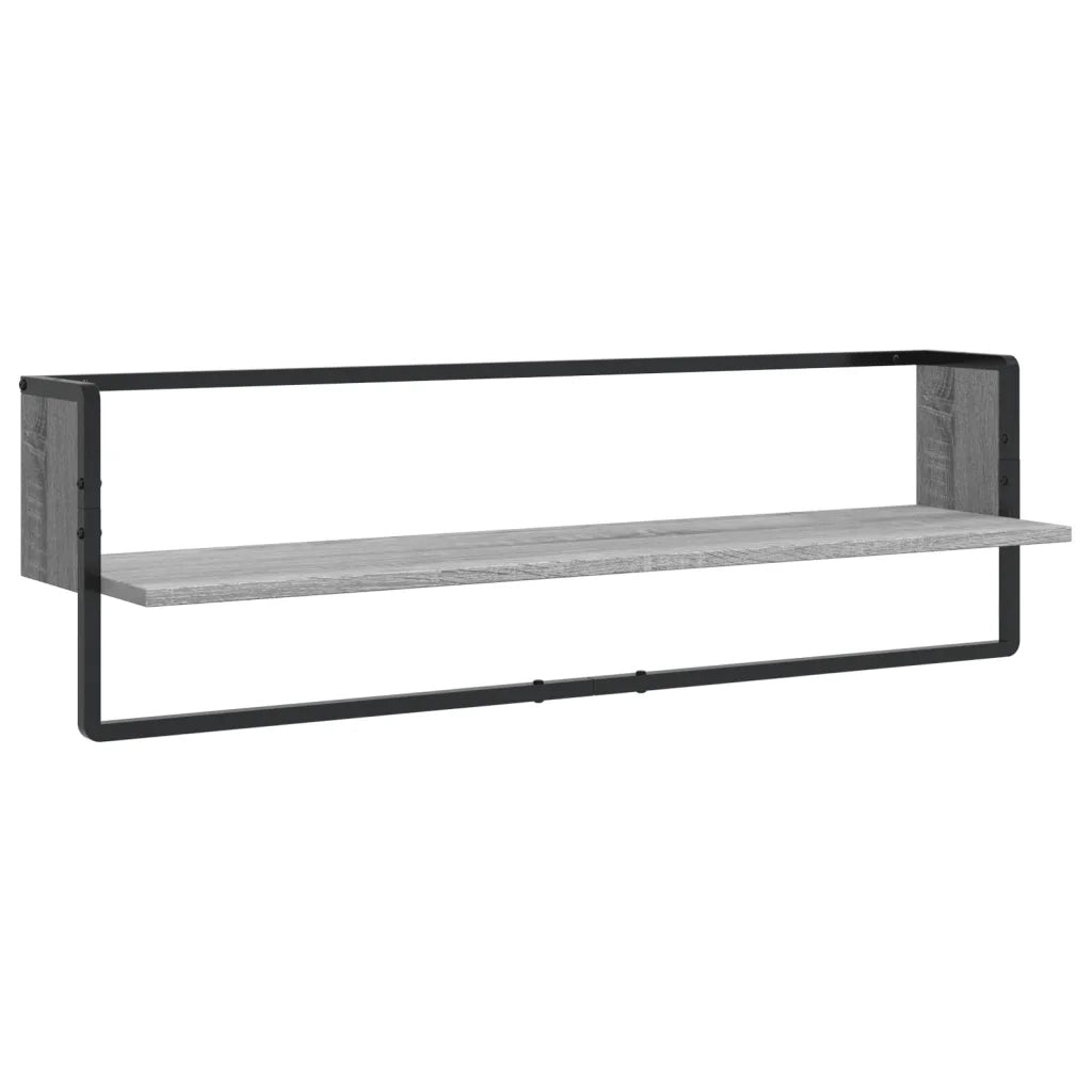 Set Mensole Parete con Aste 6pz-Ripiani-Scaffale Grigio Sonoma Legno Multistrato