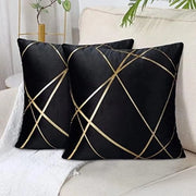 Set di 2 coperte di cuscino in velluto lussuoso con accenti dorati - 45x45 cm