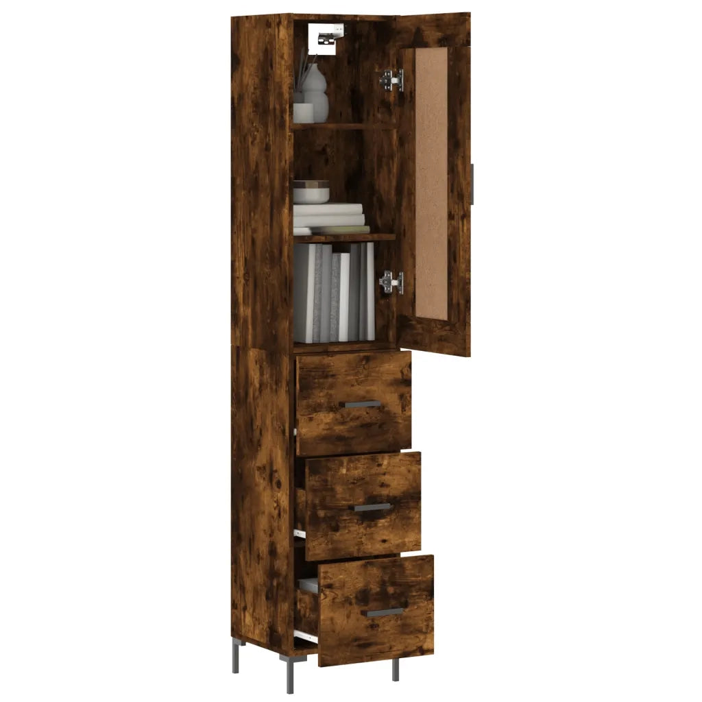 Credenza-Buffet-Armadio da cucina Rovere Fumo 34,5x34x180 cm in Legno Multistrato 263284