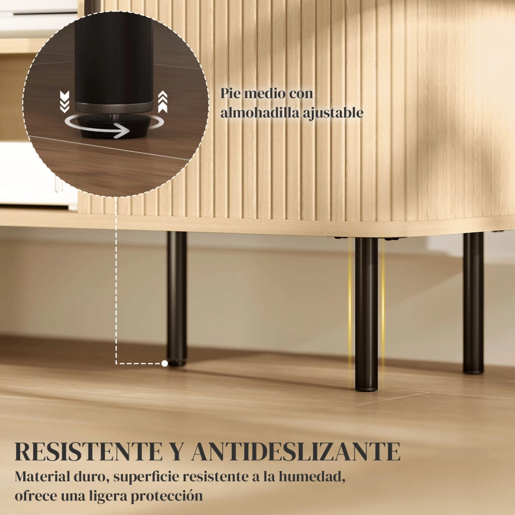 Mobile TV con ante scorrevoli e scaffali aperti ¨C zephmum ¨C rovere 120x40x55 cm