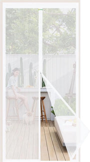Protezione sicura per gatti, cancello, balcone, tenda magnetica, protezione dagli insetti, protezione dalle zanzare con adesivo allargabile, 100 x 210 cm, bianco