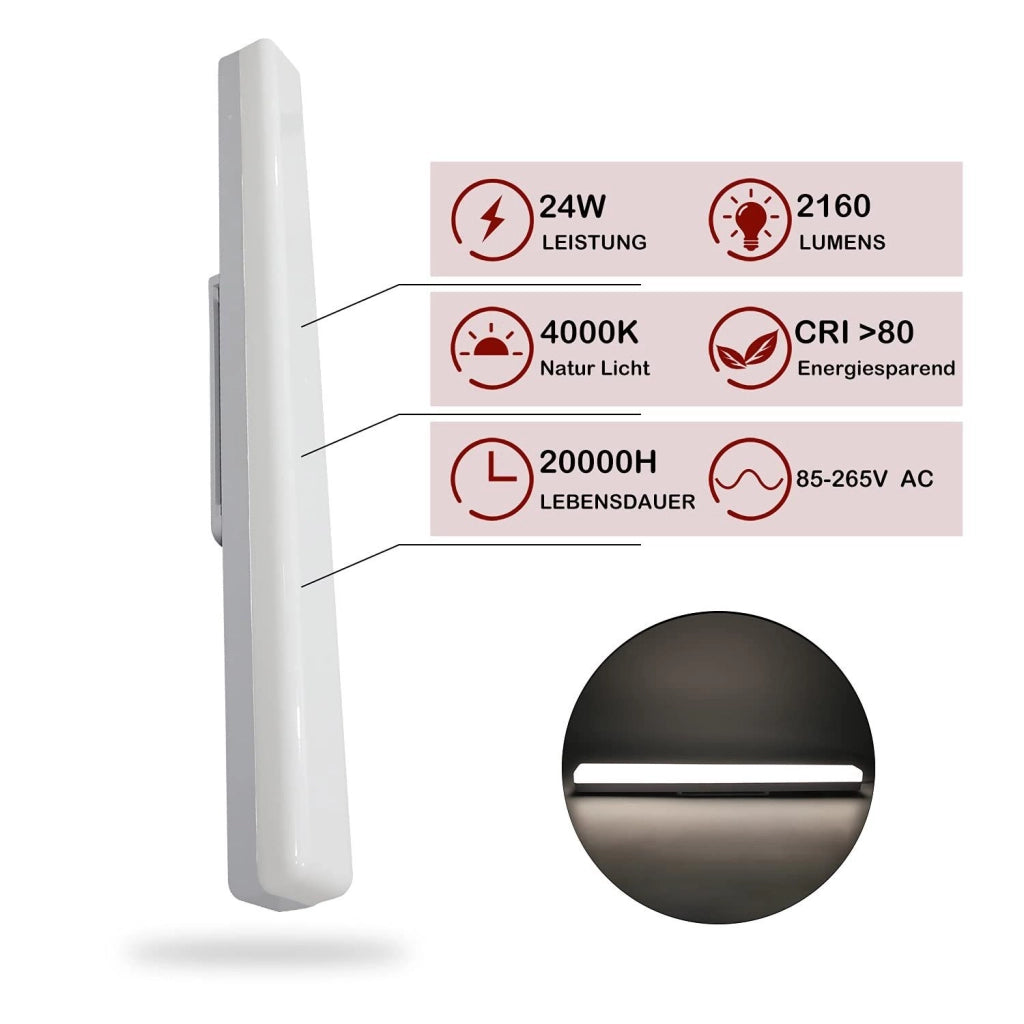 ZMH Lampada da soffitto plafoniera LED 60 cm luce bianca moderna protezione occhi per soggiorno corridoio camera letto