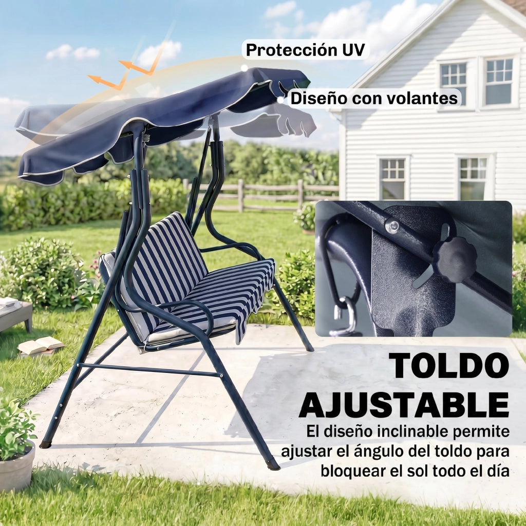 Dondolo da Esterno con Tettoia Regolabile ¨C zephmum ¨C Grigio 170x110x153 cm