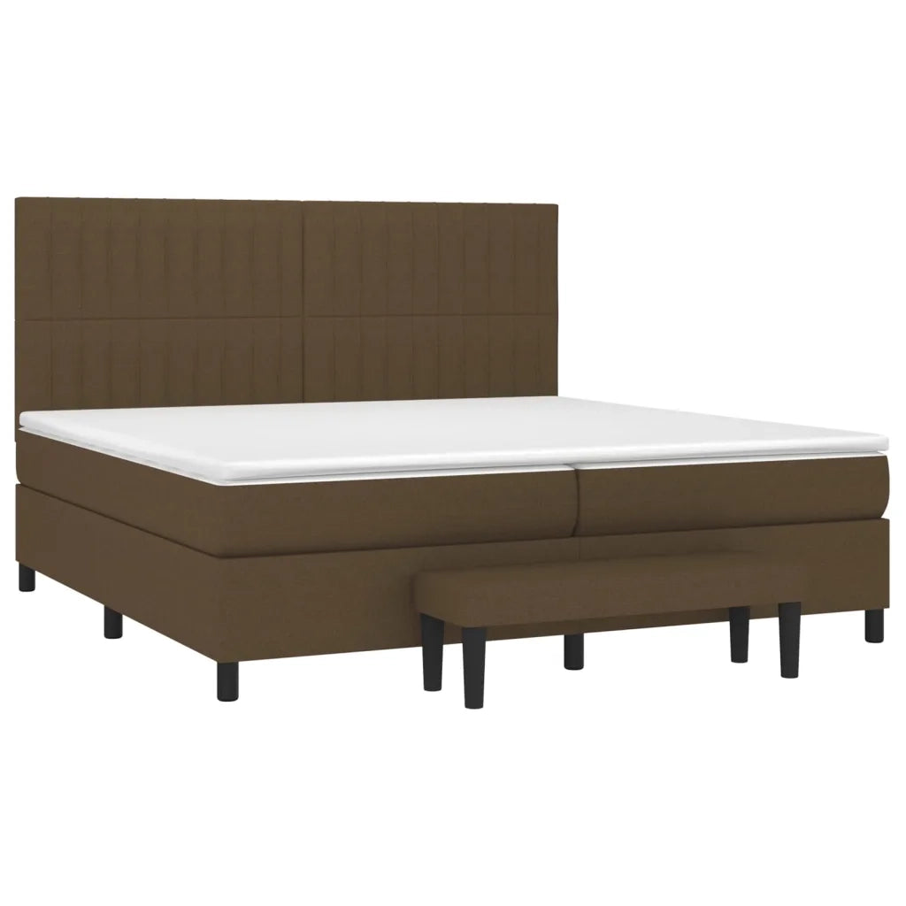 Giroletto a Molle con Materasso Marrone Scuro 200x200cm Tessuto 3136784