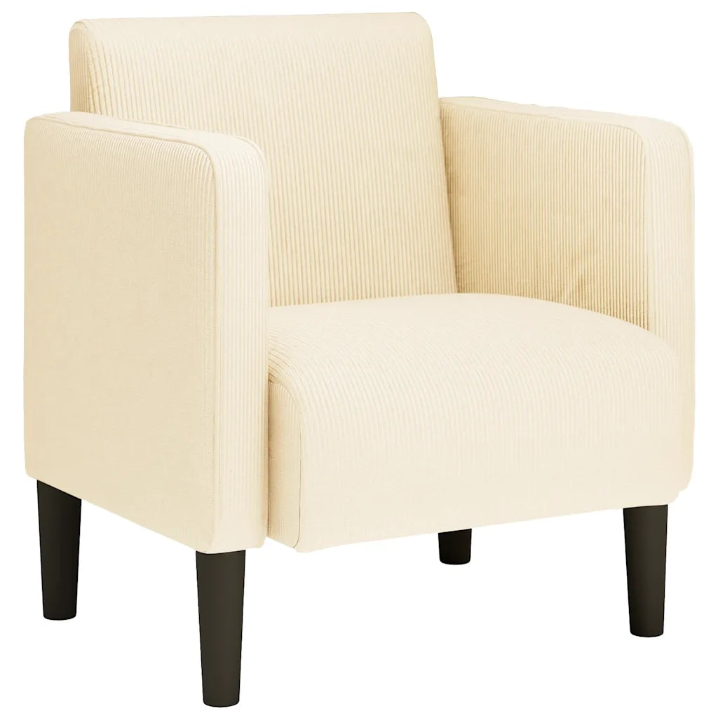 Divano Sedia con Braccioli Crema 54 cm Tessuto a Coste 4100517