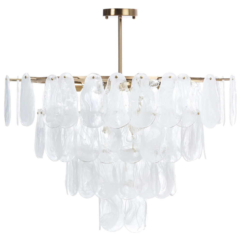 Lampadario in ottone, metallo e vetro ⌀ 80 cm Lampada a sospensione stile glamour