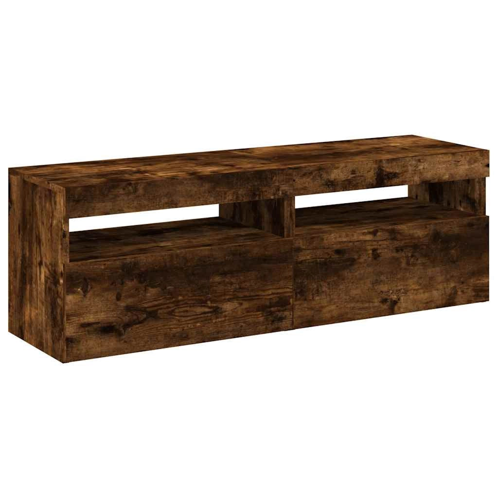 Mobile TV multimediale scaffale TV credenza mobile TV sala da pranzo soggiorno camera da letto 2 pezzi con luci LED rovere affumicato 60 x 35 x 40 cm marrone 02_0028577