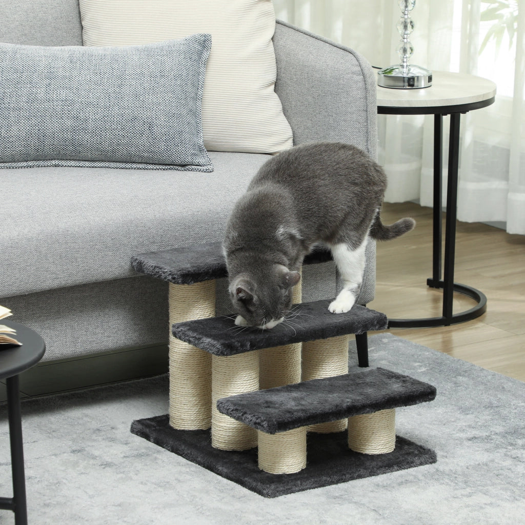 Scala per Cani e Gatti 3 Gradini 34 cm ¨C zephmum ¨C Grigio Scuro