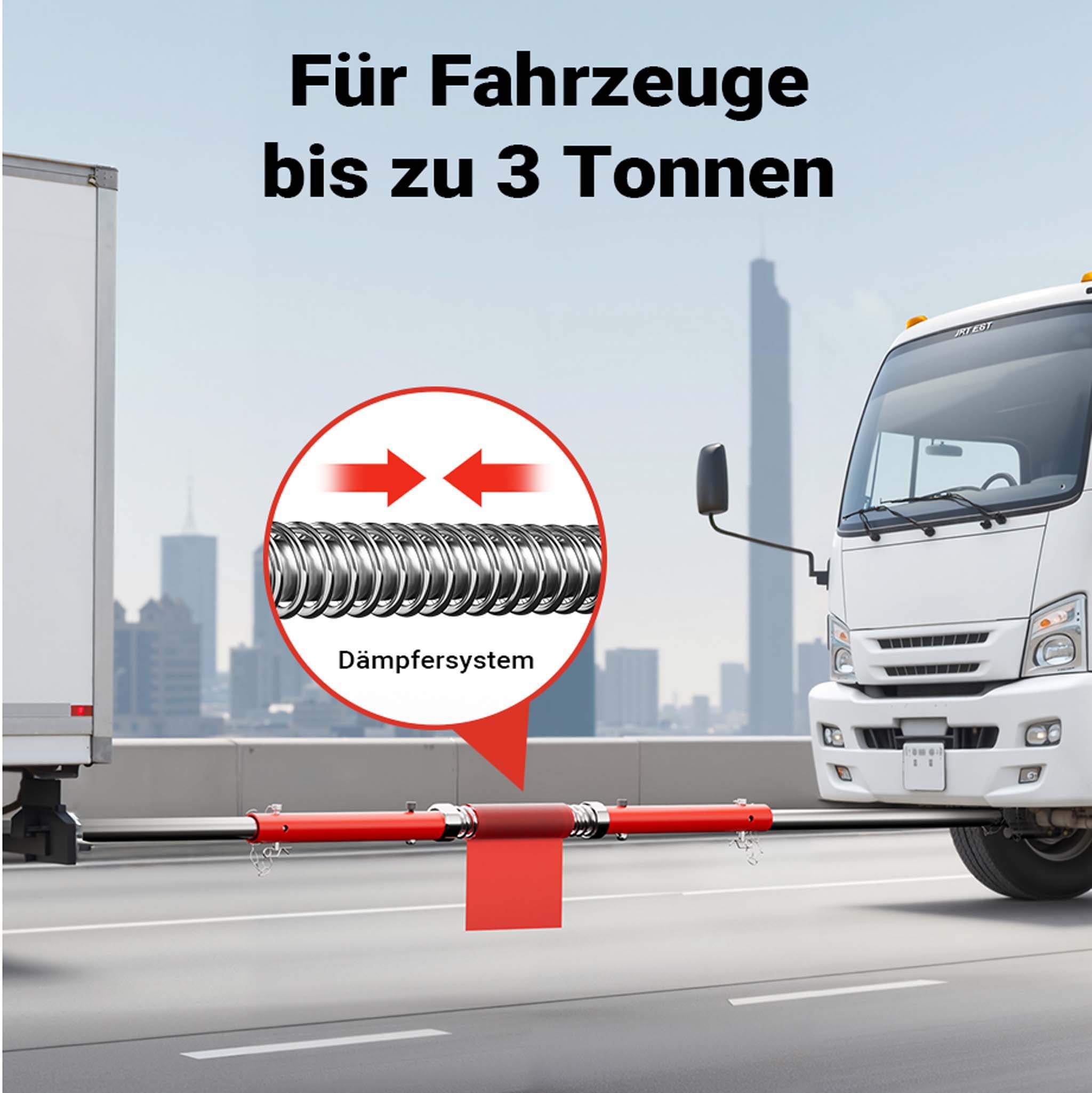 Barra da traino max 3 tonnellate 2 m in acciaio con smorzamento