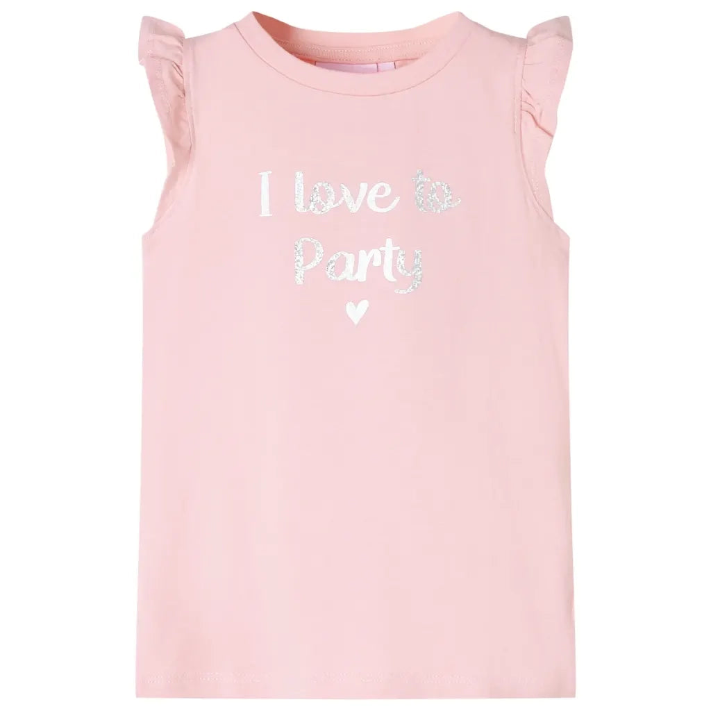 Maglietta da Bambina con Maniche Volant Rosa Chiaro 104cod mxl 109294