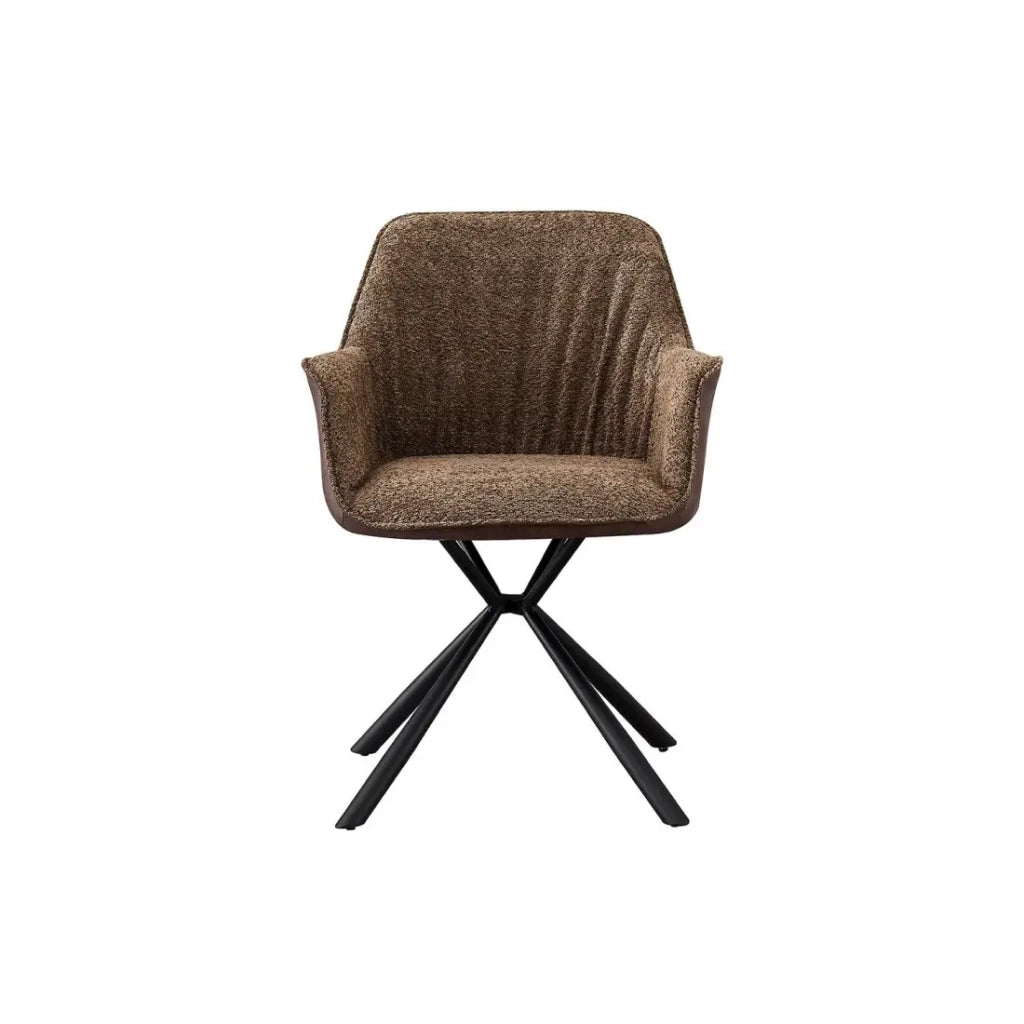 Sedia LUCIA - Bouclé Sabbia & Schienale PU Marrone - H82.5 × L62 × P63 cm - Stile design