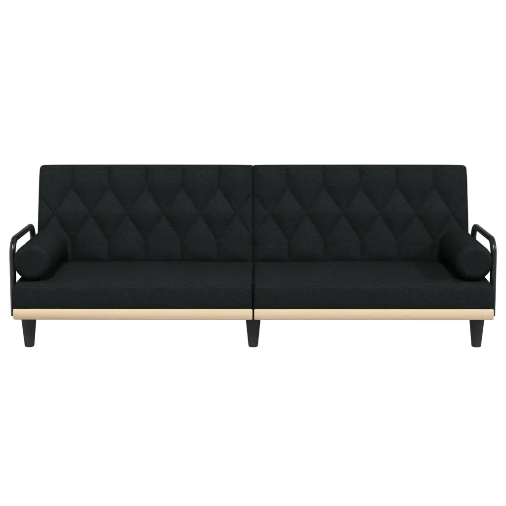 Divano Letto con Braccioli Nero in Tessuto 351939