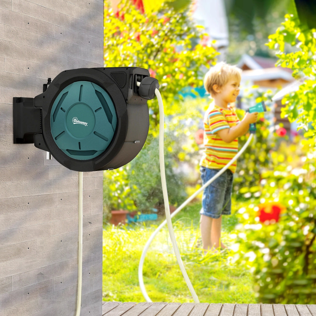 Supporto Muro per Tubo Irrigazione Retrattile 25m ¨C zephmum ¨C Verde 15mm