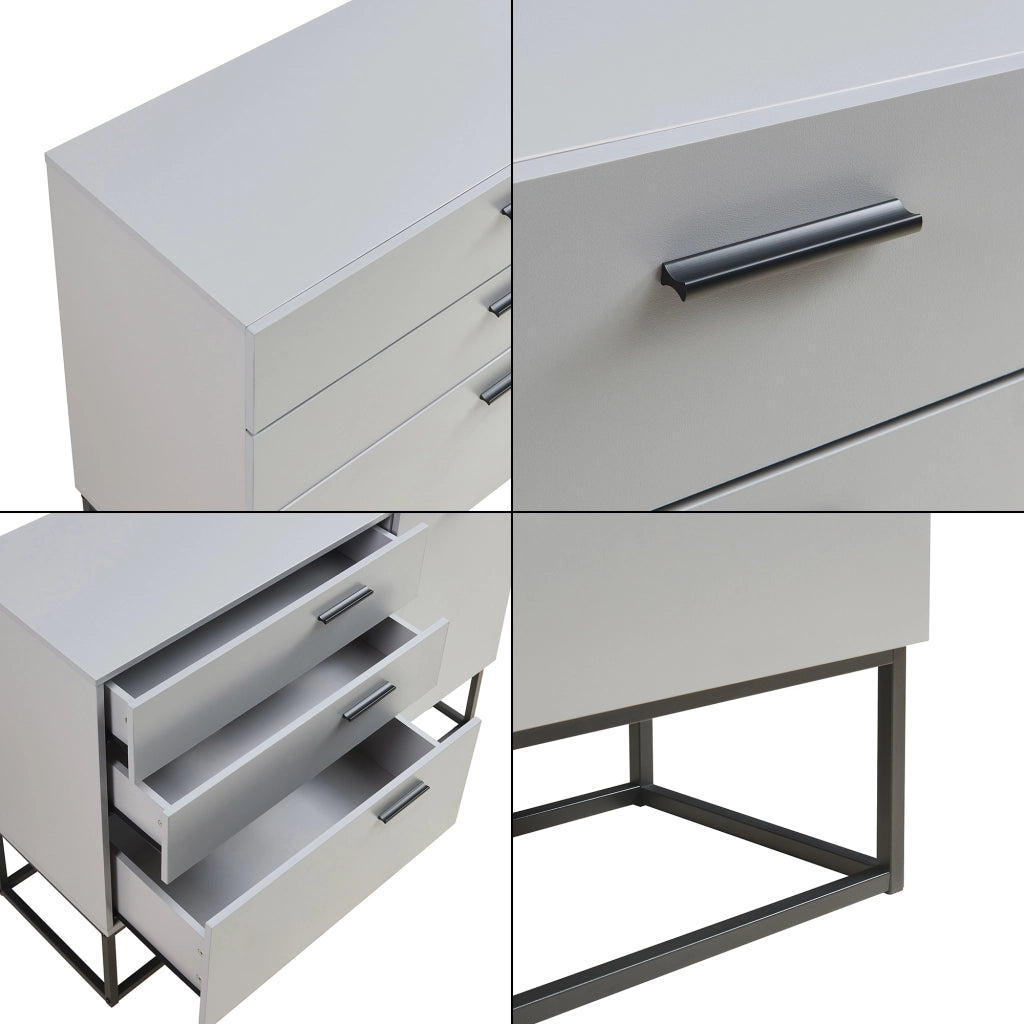 Comò Lavangen con Anta e 3 Cassetti 75 x 100 x 35 cm Nero / Grigio Chiaro [en.casa]