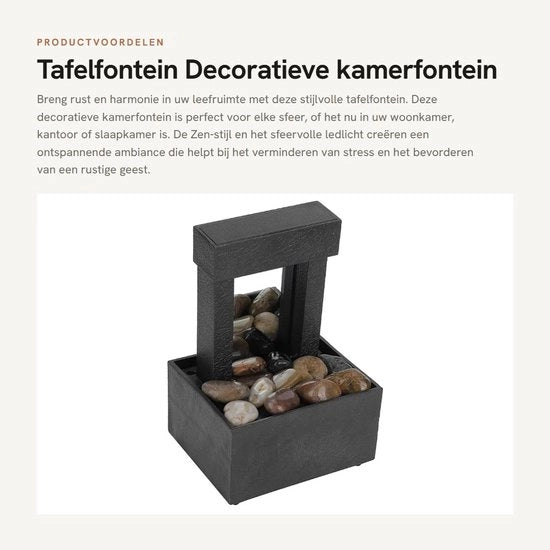 Fonteina Decorativa con Illuminazione LED - Ideale per Ambiente di Casa e Ufficio - Stile Zen - Materiale in Plastica