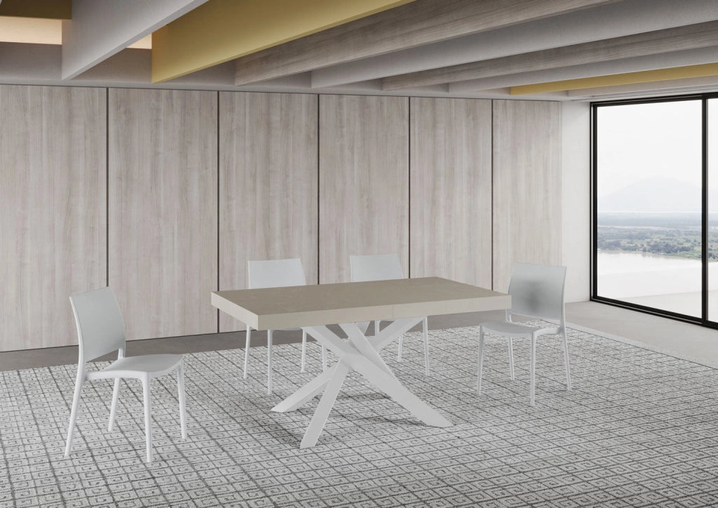 Tavolo Allungabile 160-264x90x77 cm Volantis Premium Cashmere Telaio Bianco