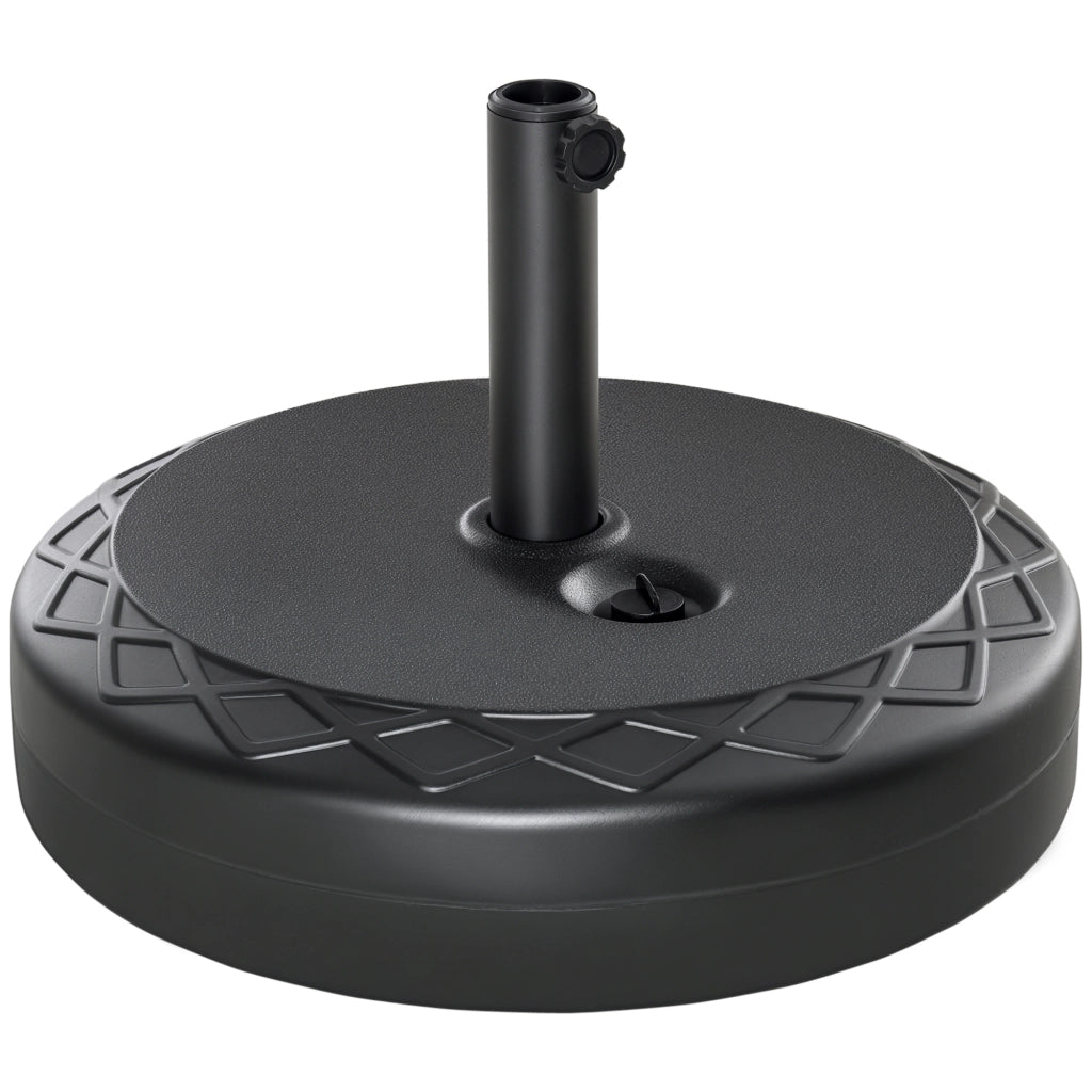 Base per Ombrellone Rotonda ?55cm in Plastica da 30kg per Pali da ?38-48mm, Nero