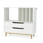 Supporto per giradischi con scomparto aperto 4 ripiani per vinili e 2 cassetti, Supporto Porta vinili retr¨° Bianco-Scaffali e librerie
