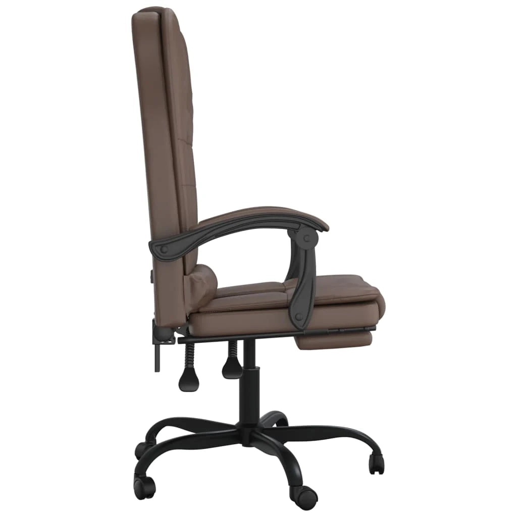 Poltrona massaggiante reclinabile per ufficio computer studio similpelle marrone 02_0025410