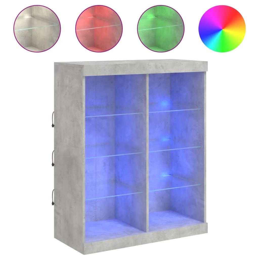Credenza con Luci LED Grigio Cemento 81x37x100 cm 836717