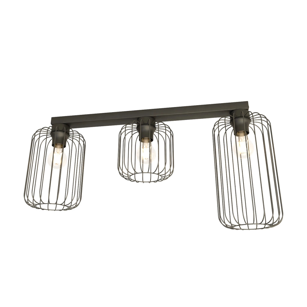 Plafoniera Minimal Industrial Njoror 3 Luci Lineari Nera
