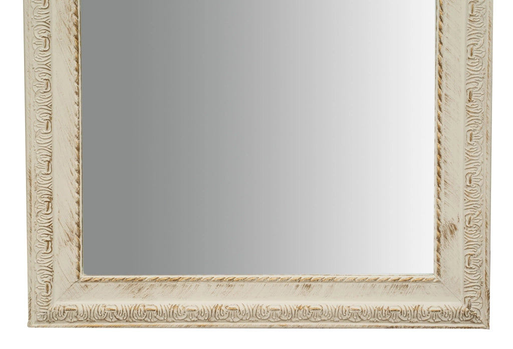 Biscottini Specchio Specchiera da parete e appendere verticale/orizzontale L50xPR4xH140 cm finitura bianco anticato