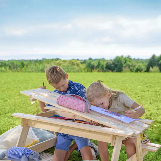 Tavolo da picnic per bambini in legno L90xL90xA50 cm - TIMBELA M010-1