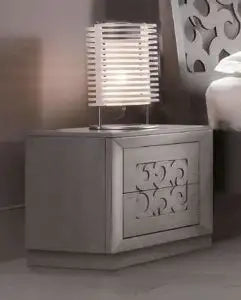 Comodino moderno mod Adele in legno di frassino color grigio anticato