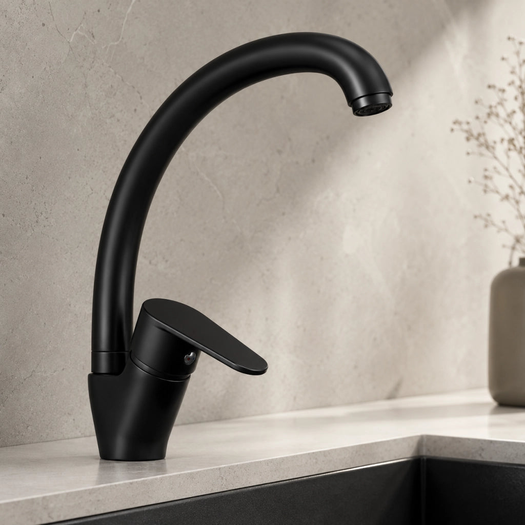 MISCELATORE MONOCOMANDO LAVELLO CANNA ALTA SERIE LIZZY- Nero opaco- DH- pezzi 1