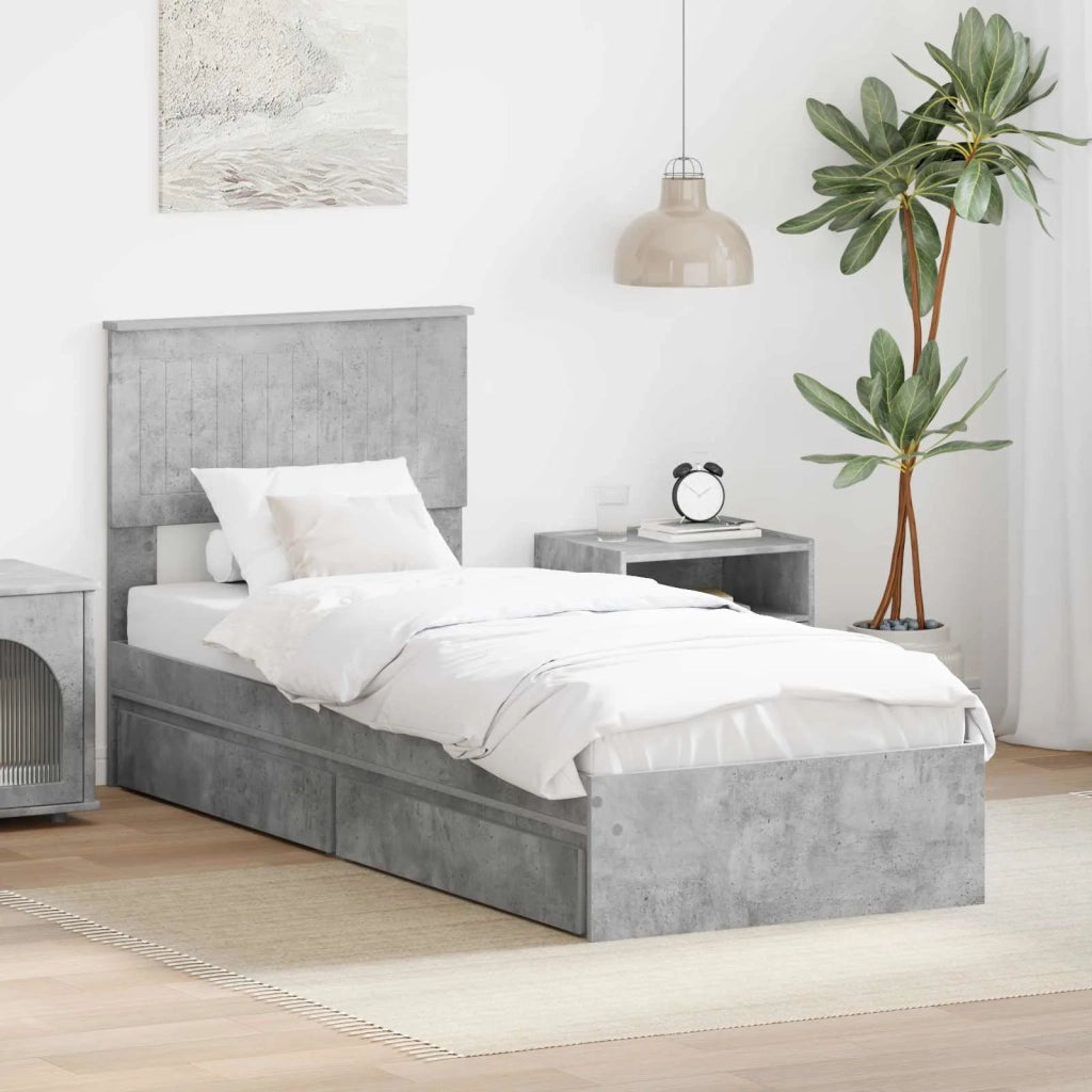 Letto con Contenitore con testiera Grigio cemento 75 x 190 cm 3410850
