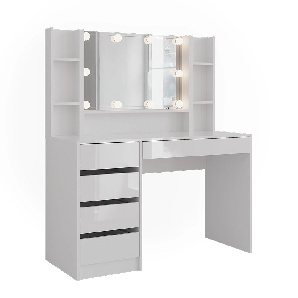 Vicco Tavolo da toeletta Bianco/bianco lucido 119.8 cm 5 parti
