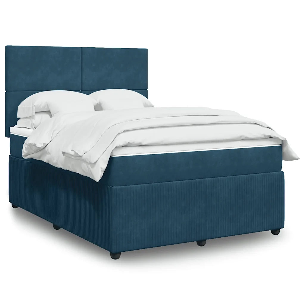 Giroletto a Molle con Materasso Blu Scuro 140x190 cm in Velluto 3292332